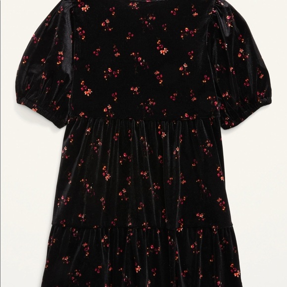 Velvet Tiered Puff-Sleeve Dress‎ for Girls - Picture 2 of 4